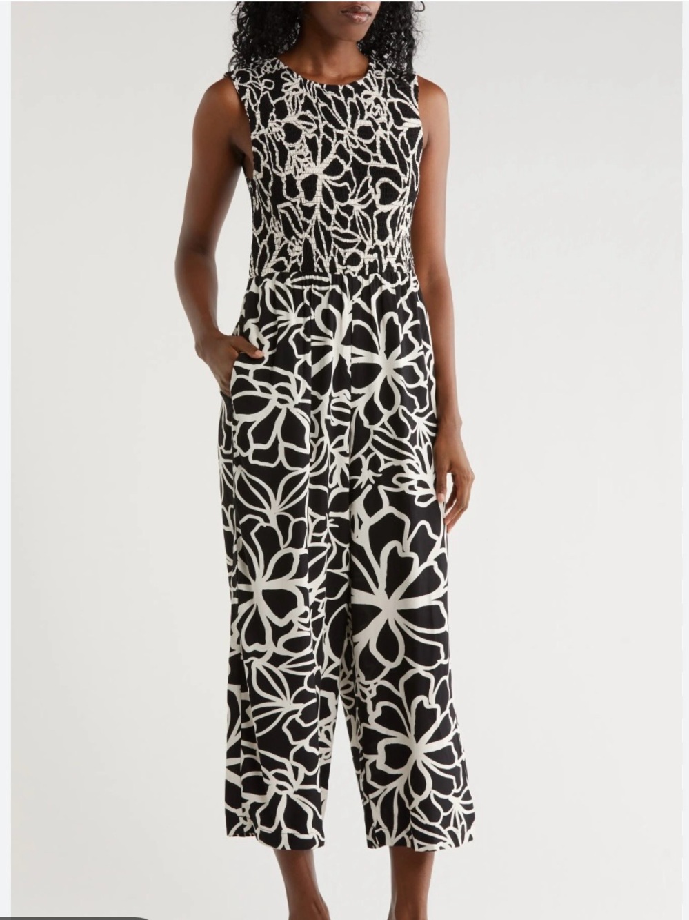 Calvin Klein Big Flowers Smocked Jumpsuit size 6